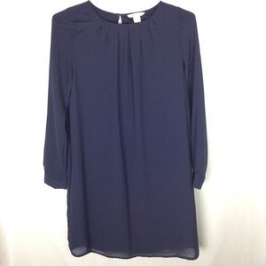 H&M Navy Blue Shift Long Sleeve Dress